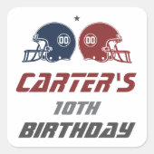 アメリカンフットボール海軍レッド、任意の年齢の誕生日パーティー スクエアシール (正面)