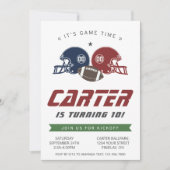 アメリカンフットボール海軍レッド、任意の年齢の誕生日パーティー 招待状 (正面)