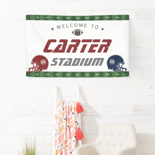 アメリカンフットボール海軍レッド、任意の年齢の誕生日パーティー 横断幕 (インサイチュ)