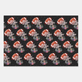 アメリカンフットボール球陽気クリスマスボーイ写真 ラッピングペーパーシート (正面3)