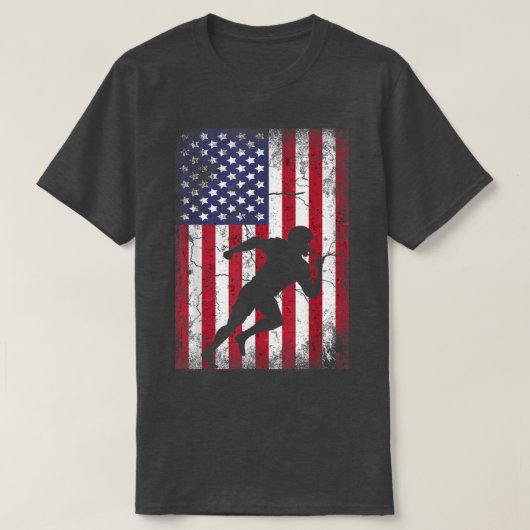 アメリカンフットボール米国国旗7月の男性4日 Tシャツ (デザイン正面)