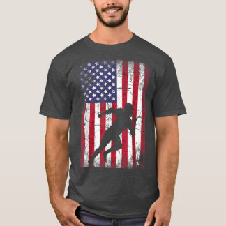 アメリカンフットボール米国国旗7月の男性4日 Tシャツ