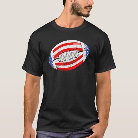 アメリカンフットボール米国国旗7月B日 Tシャツ (正面)