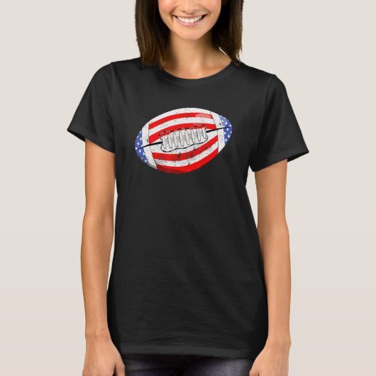 アメリカンフットボール米国国旗7月B日 Tシャツ (正面)