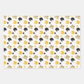 アメリカンフットボール緑、オレンジ、黄色のパターン ラッピングペーパーシート (正面3)