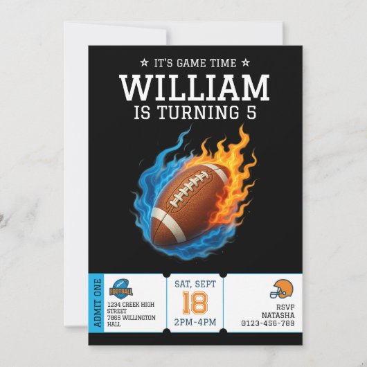 アメリカンフットボール誕生日アスリート誕生日 招待状 (正面)