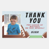 アメリカンフットボール誕生日サンキューフォト 長方形シール (正面)