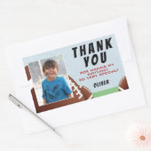 アメリカンフットボール誕生日サンキューフォト 長方形シール (封筒)