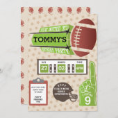 アメリカンフットボール誕生日パーティー招待状スポーツ 招待状 (正面/裏面)