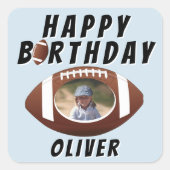 アメリカンフットボール誕生日ボーイフォト スクエアシール (正面)