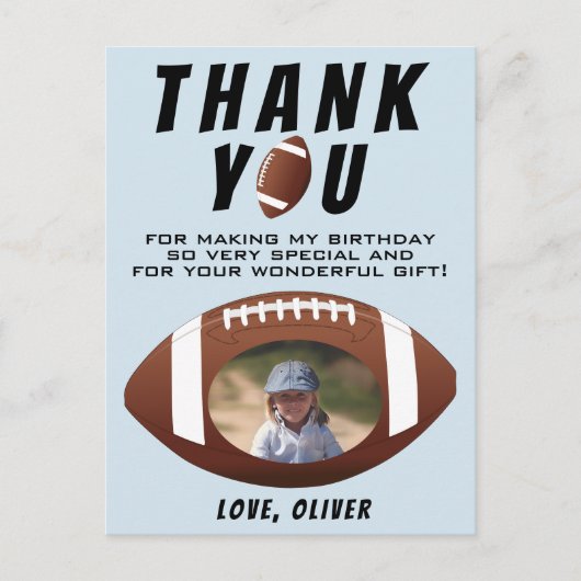 アメリカンフットボール誕生日写真ありがとう ポストカード (正面)