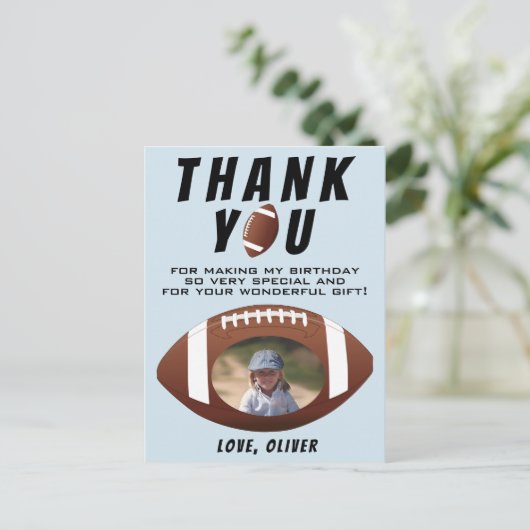 アメリカンフットボール誕生日写真ありがとう ポストカード (スタンド正面)