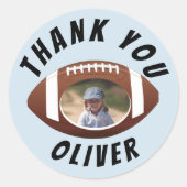 アメリカンフットボール誕生日写真ありがとう ラウンドシール (正面)