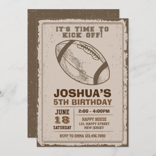 アメリカンフットボール誕生日招待状 招待状 (正面/裏面)