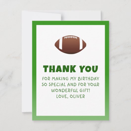 アメリカンフットボール誕生日 サンキューカード (正面)