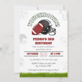アメリカンフットボール誕生日(ボールとヘルメット付き) 招待状 (正面)