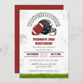 アメリカンフットボール誕生日（ボールとヘルメット付き） 招待状 (正面/裏面)