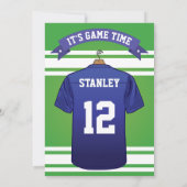 アメリカンフットボール誕生日 | 青いジャージ 招待状 (裏面)