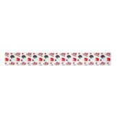 アメリカンフットボール赤と黒のパターン サテンリボン (正面)