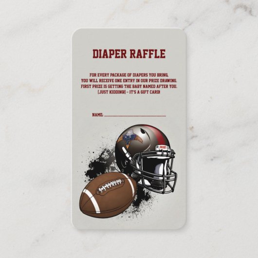 アメリカンフットボール赤と黒のベビーシャワー エンクロージャーカード (正面)
