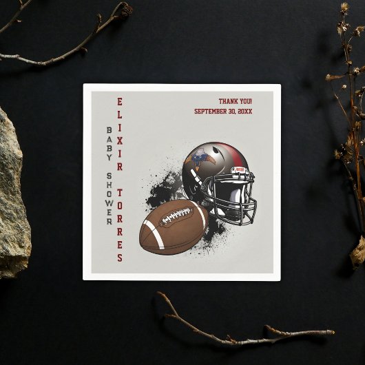 アメリカンフットボール赤と黒のベビーシャワー スタンダードカクテルナプキン