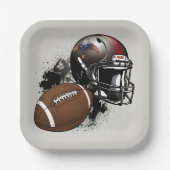 アメリカンフットボール赤と黒のベビーシャワー ペーパープレート (正面)