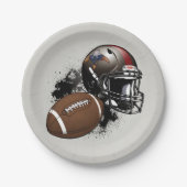 アメリカンフットボール赤と黒のベビーシャワー ペーパープレート (正面)
