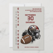 アメリカンフットボール赤と黒のベビーシャワー 招待状 (正面)