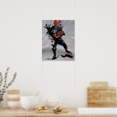 アメリカンフットボール選手がサッカーを行っている ポスター (キッチン)