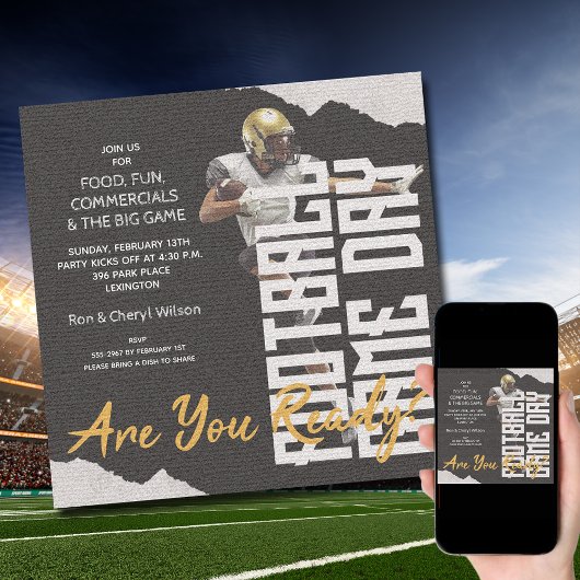 アメリカンフットボール選手のゲームデイブラック 招待状