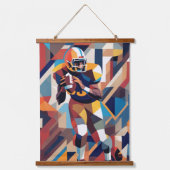 アメリカンフットボール選手キュビズムのウォールタペストリー 吊り下げ型タペストリー (正面)