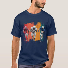 アメリカンフットボール選手ランニングスポーツデザイン Tシャツ
