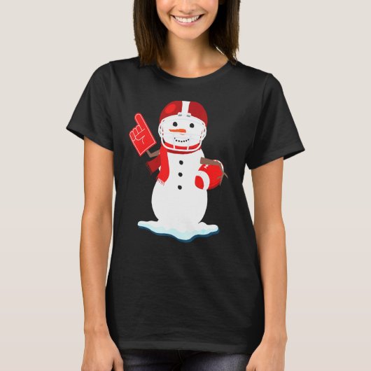アメリカンフットボール雪だるまキュートラグビー Tシャツ (正面)
