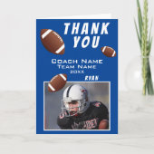 アメリカンフットボール青ありがとうコーチの写真カード サンキューカード (正面)