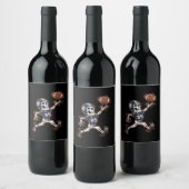 アメリカンフットボール骨格ハロウィーンフットボール ワインラベル (ボトル)