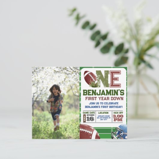アメリカンフットボール1年目フォト誕生日 ポストカード (スタンド正面)