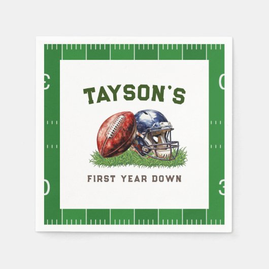 アメリカンフットボール1年連続1回目の誕生日 スタンダードカクテルナプキン (正面)