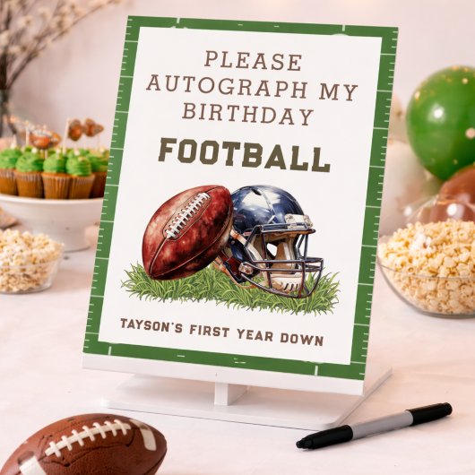 アメリカンフットボール1年連続1回目の誕生日 台座サイン