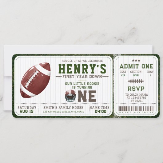 アメリカンフットボール1年連続1回目の誕生日 招待状 (正面)