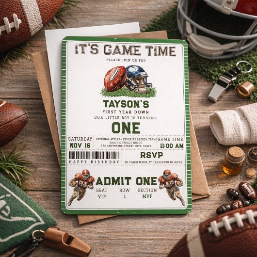 アメリカンフットボール1年連続1回目の誕生日 招待状