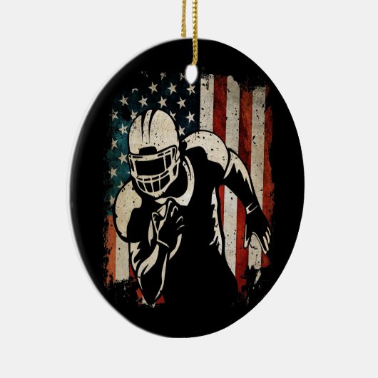 アメリカンフットボール7月4日アメリカ国旗 セラミックオーナメント (右)
