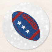アメリカンフットボール7月4日グリッター ラウンドペーパーコースター (正面)