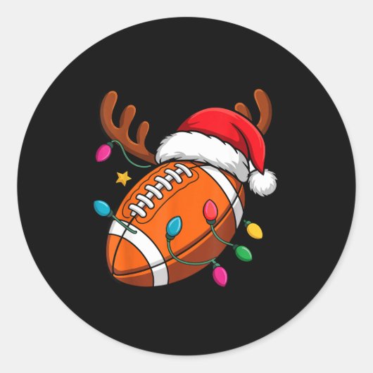 アメリカンフットボール クリスマス サンタの角 ラウンドシール (正面)