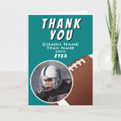 アメリカンフットボール コーチ フットボール ボール ティール 写真 サンキューカード (正面)