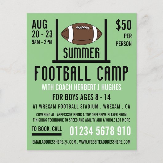 アメリカンフットボール&ゴールフットボールキャ広告ンプ チラシ (正面)