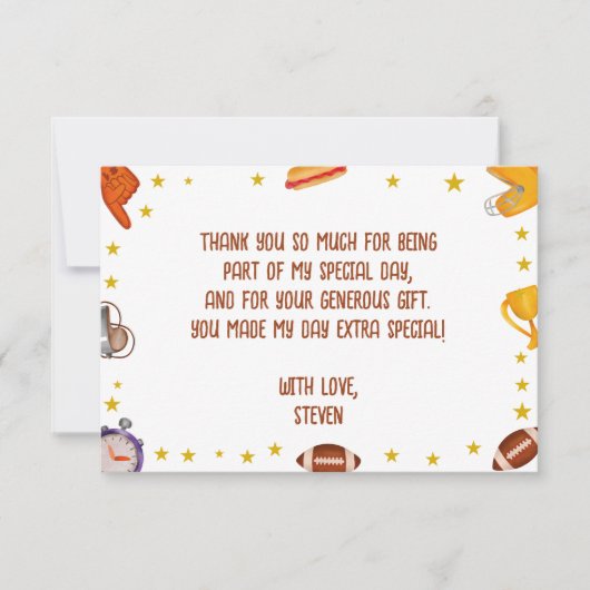 アメリカンフットボール スポーツ ボール 子供 誕生日 サンキューカード (正面)