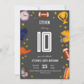 アメリカンフットボール スポーツ ボール 子供 誕生日 招待状 (正面)