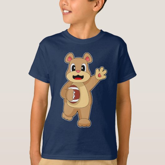 アメリカンフットボール スポーツ 熊 Tシャツ (正面)