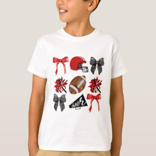 アメリカンフットボール チアガール リボン コケット おしゃれ はなやか 秋の到来 感謝祭 Tシャツ