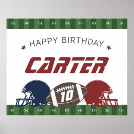 アメリカンフットボール ネイビーレッド お誕生日おめでとう なんさいでも ポスター